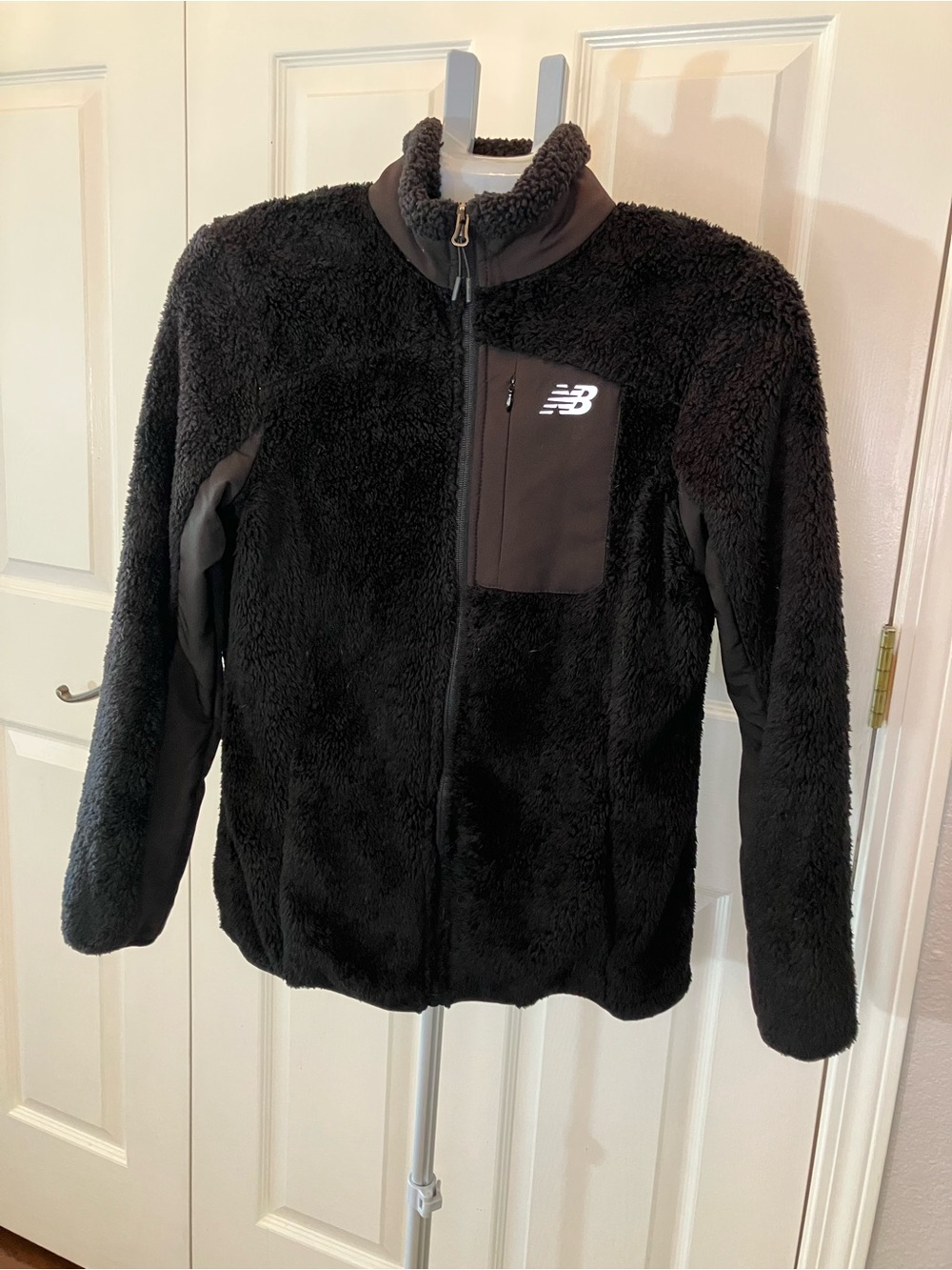New Balance Black Sherpa Jacket with Chest Pocket